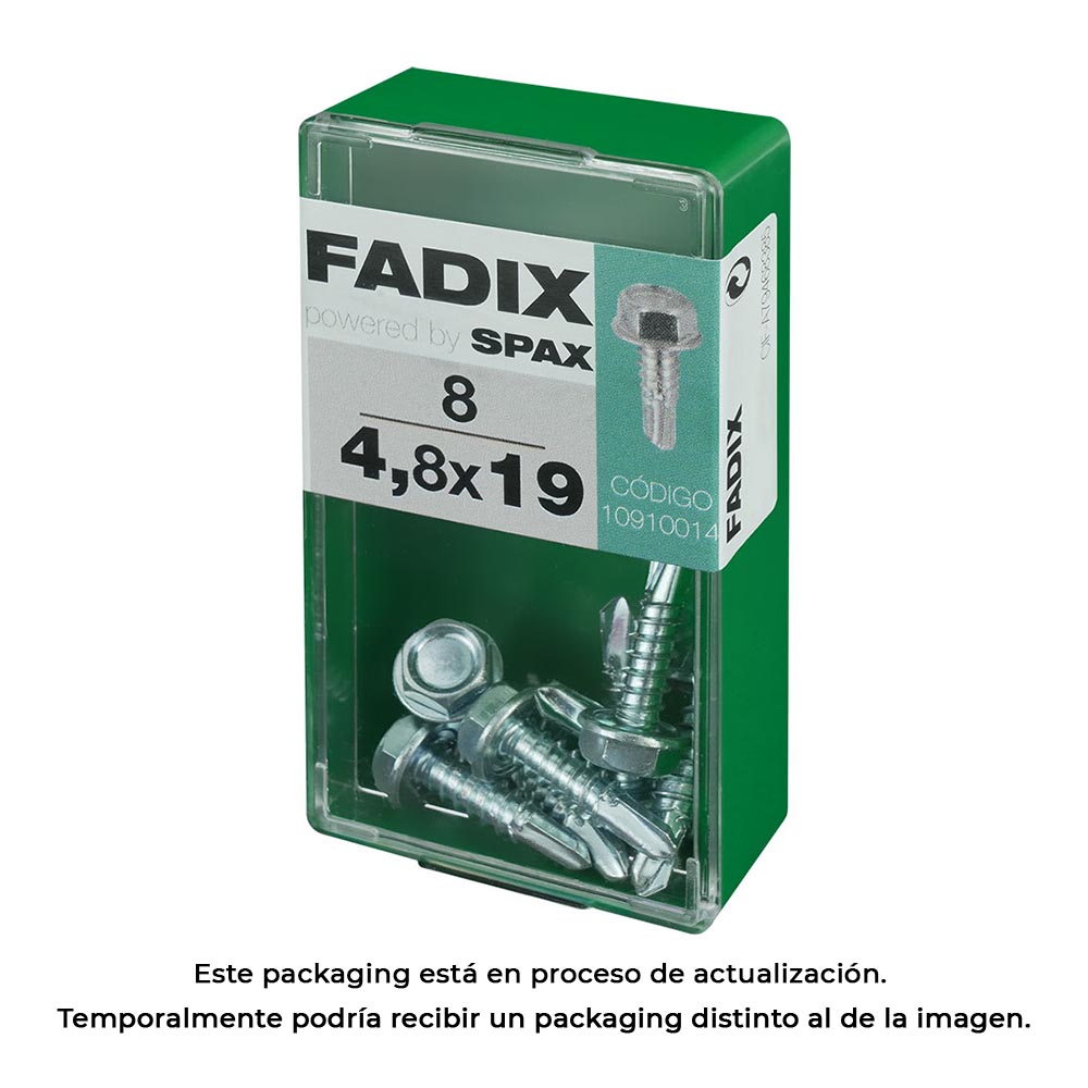 CAJA S 8 unid. TORNILLO ROSCA CHAPA HEXAGONAL AUTOT. 4,8x19mm FADIX