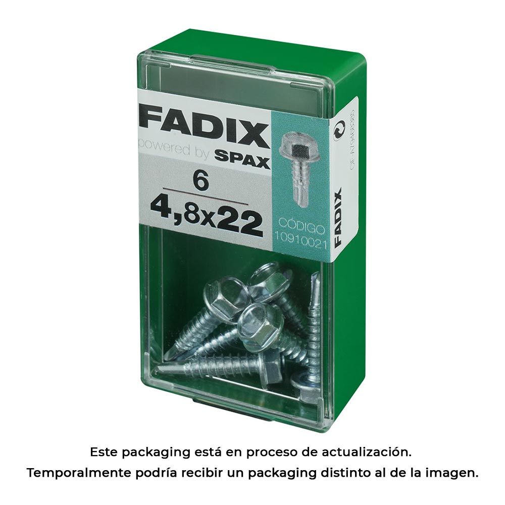 CAJA S 6 unid. TORNILLO ROSCA CHAPA HEXAGONAL AUTOT. 4,8x22mm FADIX