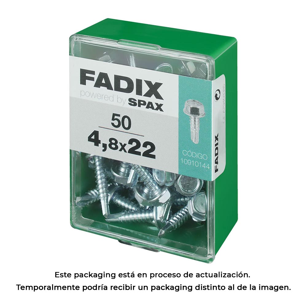 CAJA M 50 unid. TORNILLO ROSCA CHAPA HEXAGONAL AUTOT. 4,8x22mm FADIX