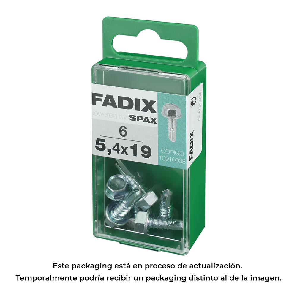 CAJA S 6 unid. TORNILLO ROSCA CHAPA HEXAGONAL AUTOT. 5,4x19mm FADIX