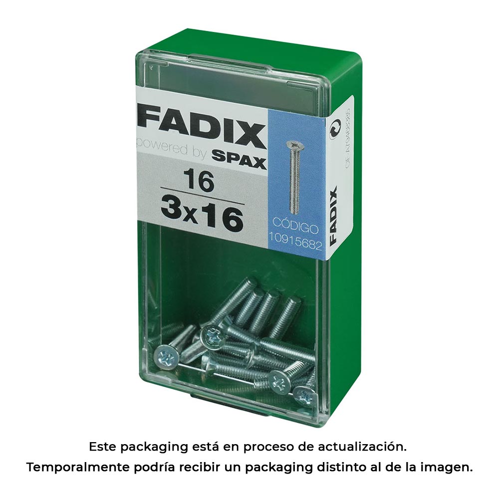 CAJA S 16 unid. TORNILLO METRICA CP M 3x16mm FADIX