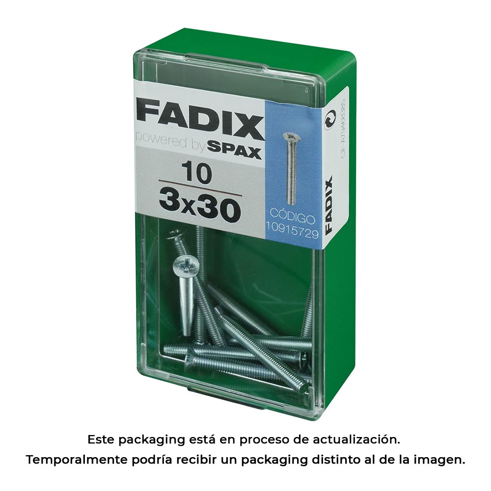 CAJA S 10 unid. TORNILLO METRICA CP M 3x30mm FADIX