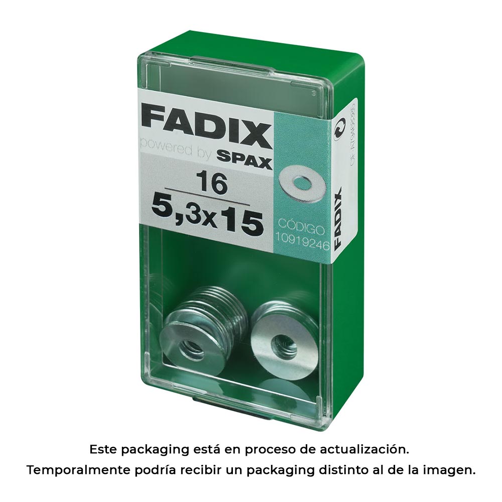 CAJA S 16 unid. ARANDELA PLANA ANCHA CINC 5,3x15mm FADIX