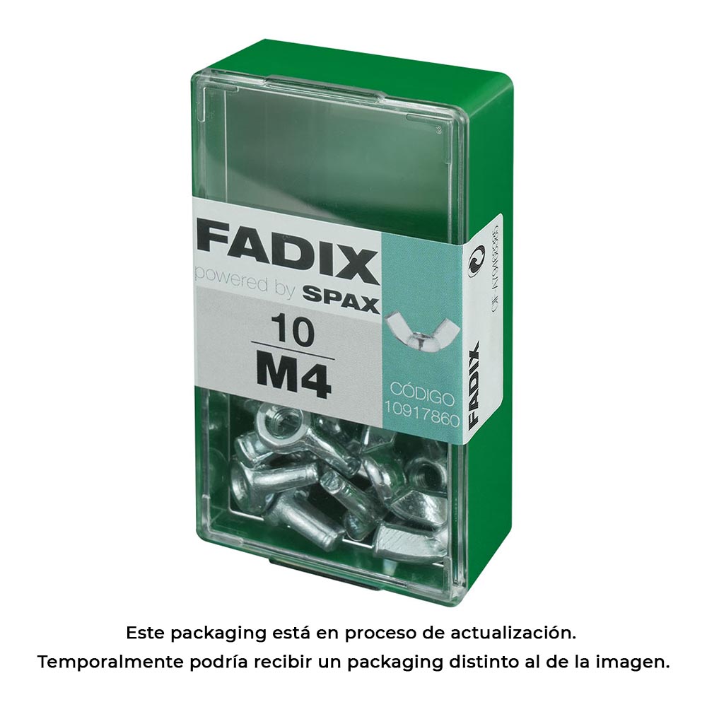CAJA S 10 unid. TUERCA MARIPOSA CINC M 4 FADIX - Ítem