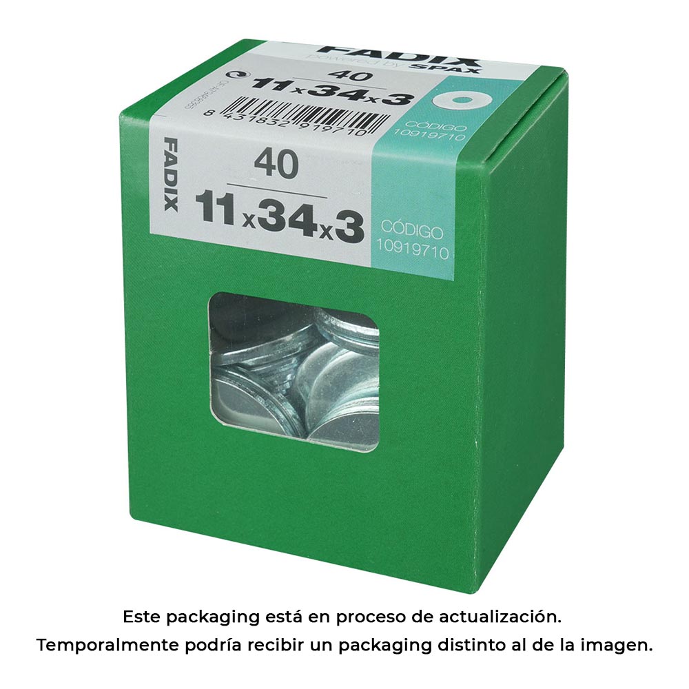 CAJA L 40 unid. ARANDELA ANCHA CINC 11,0x34x3mm FADIX - Ítem