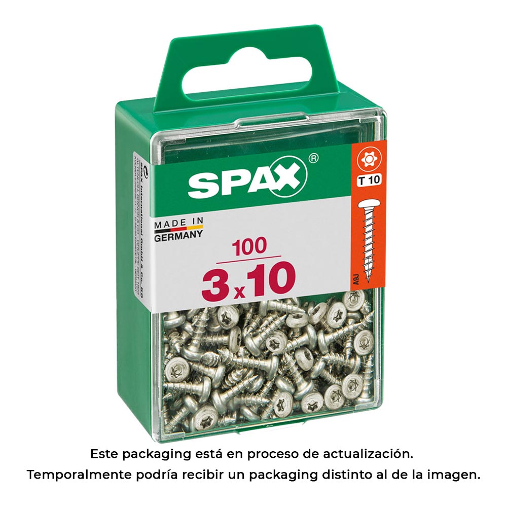 CAJA 100 unid. TORNILLO MADERA SPAX CAB. REDONDA WIROX 3,0x10mm SPAX