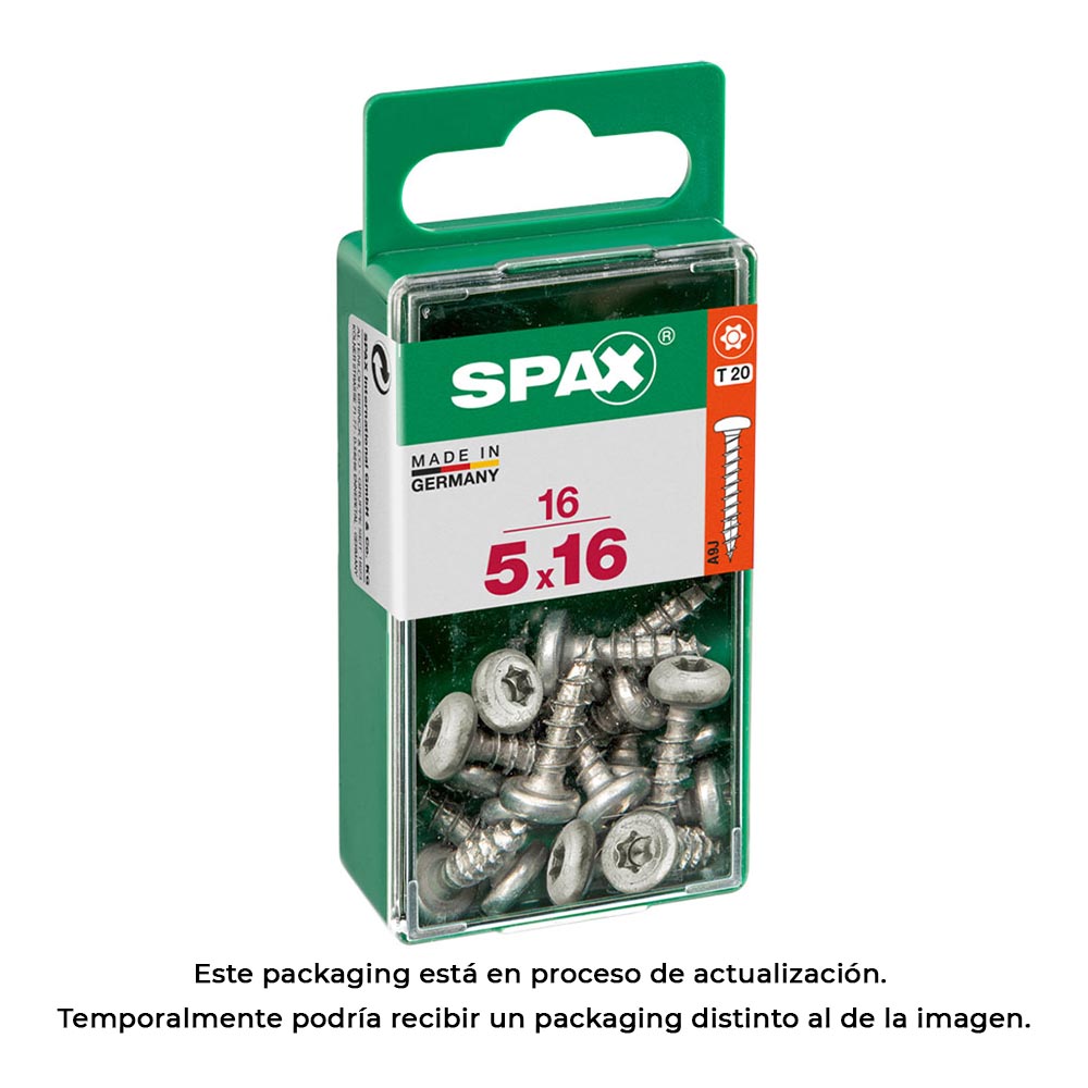 CAJA 16 unid. TORNILLO MADERA SPAX CAB. REDONDA WIROX 5,0x16mm SPAX