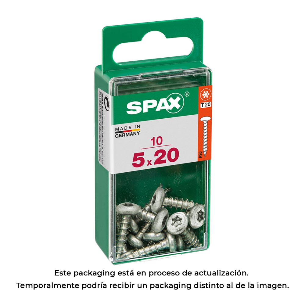 CAJA 10 unid. TORNILLO MADERA SPAX CAB. REDONDA WIROX 5,0x20mm SPAX