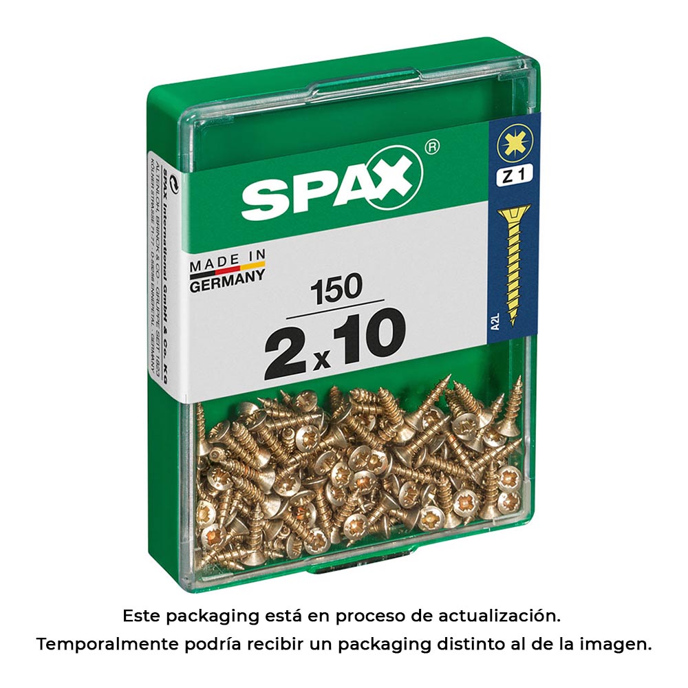 CAJA 150 unid. TORNILLO MADERA SPAX CABEZA PLANA YELLOX 2,0x10mm SPAX