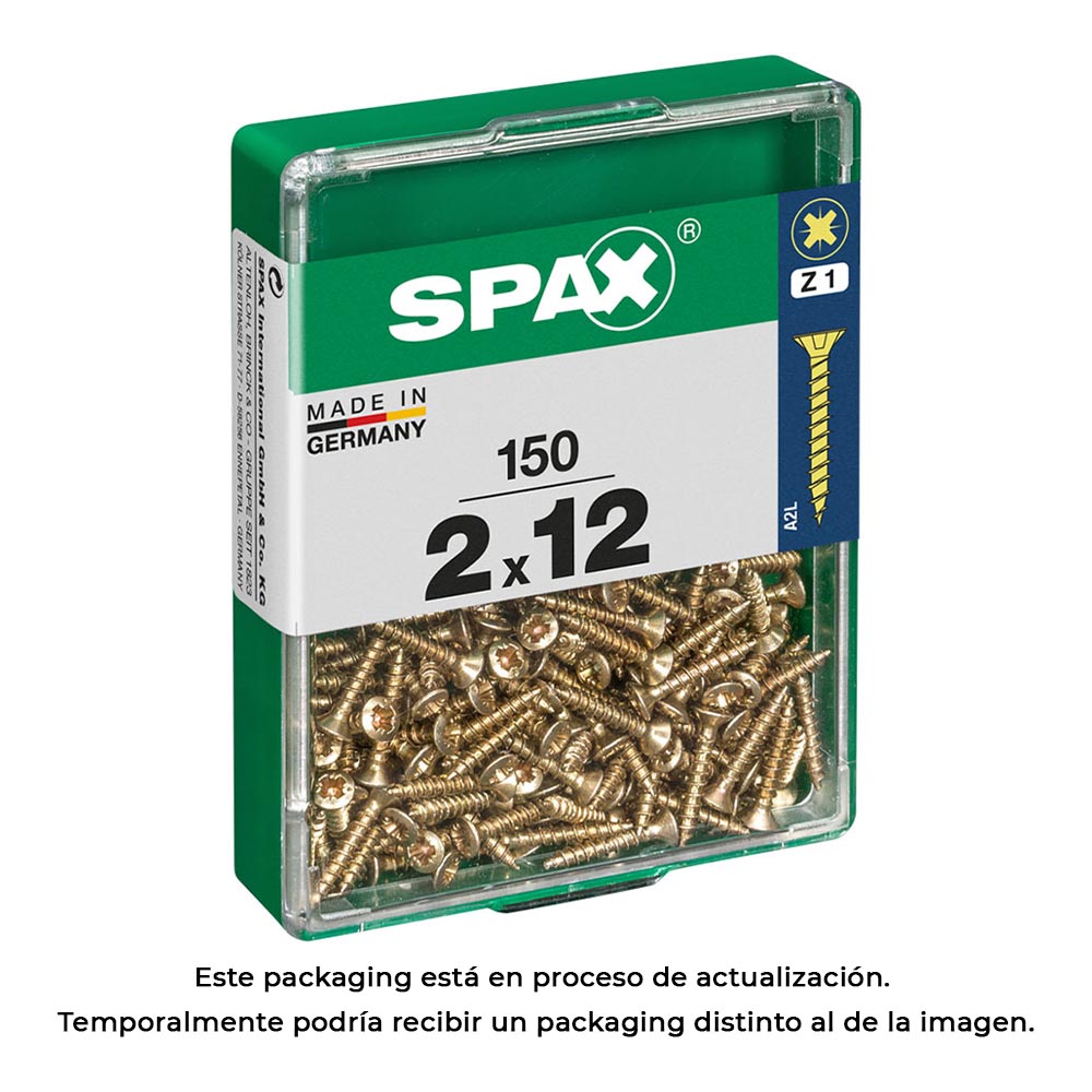 CAJA 150 unid. TORNILLO MADERA SPAX CABEZA PLANA YELLOX 2,0x12mm SPAX - Ítem