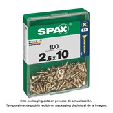 CAJA 100 unid. TORNILLO MADERA SPAX CABEZA PLANA YELLOX 2,5x10mm SPAX