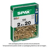 CAJA 100 unid. TORNILLO MADERA SPAX CABEZA PLANA YELLOX 2,5x20mm SPAX