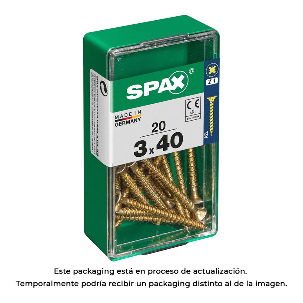 CAJA 20 unid. TORNILLO MADERA SPAX CABEZA PLANA YELLOX 3,0x40mm SPAX