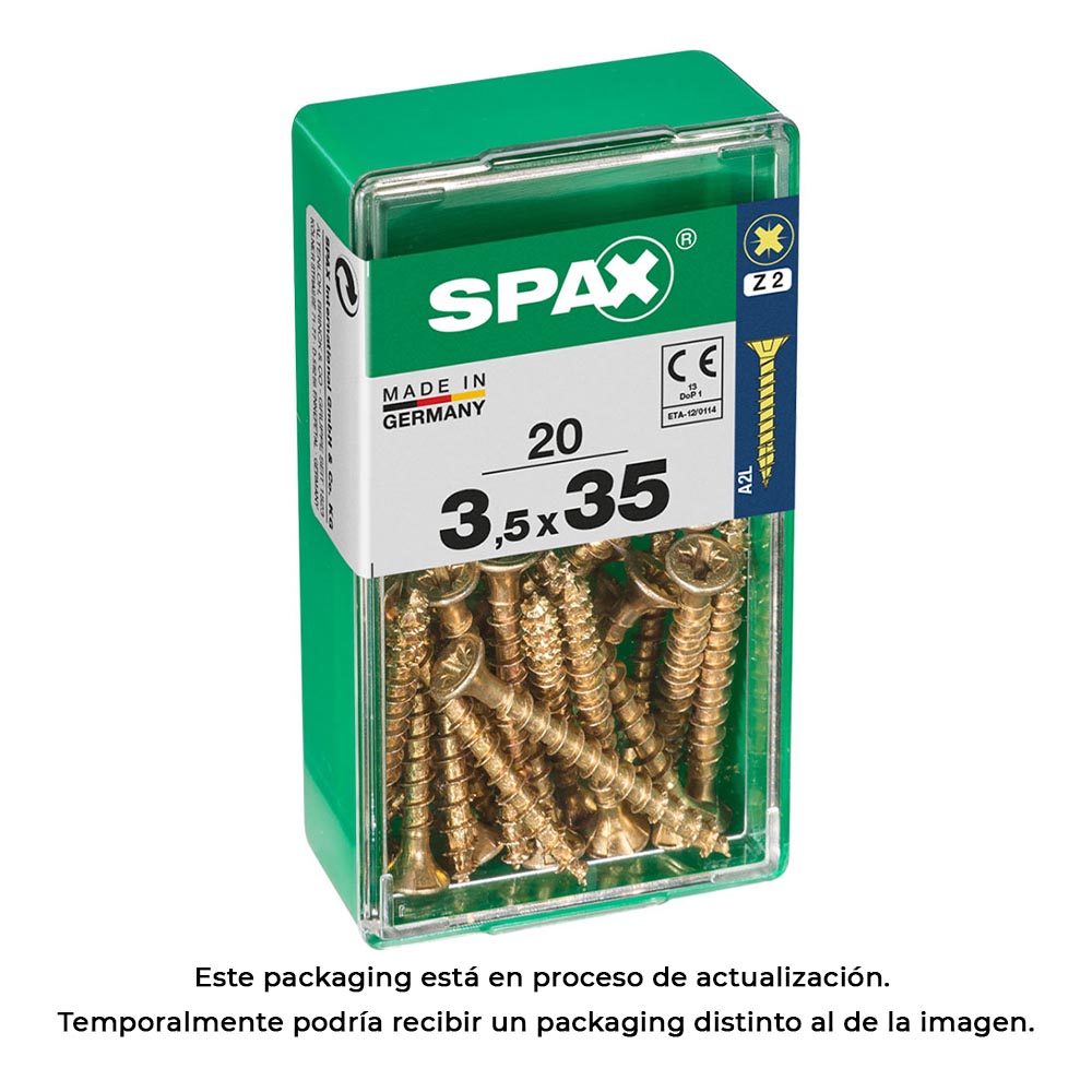 CAJA 20 unid. TORNILLO MADERA SPAX CABEZA PLANA YELLOX 3,5x35mm SPAX