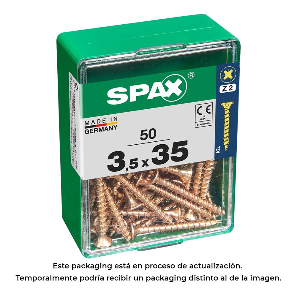 CAJA 50 unid. TORNILLO MADERA SPAX CABEZA PLANA YELLOX 3,5x35mm SPAX