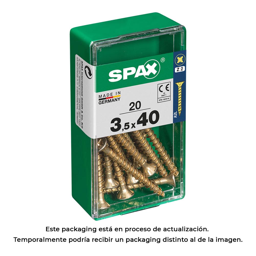 CAJA 20 unid. TORNILLO MADERA SPAX CABEZA PLANA YELLOX 3,5x40mm SPAX