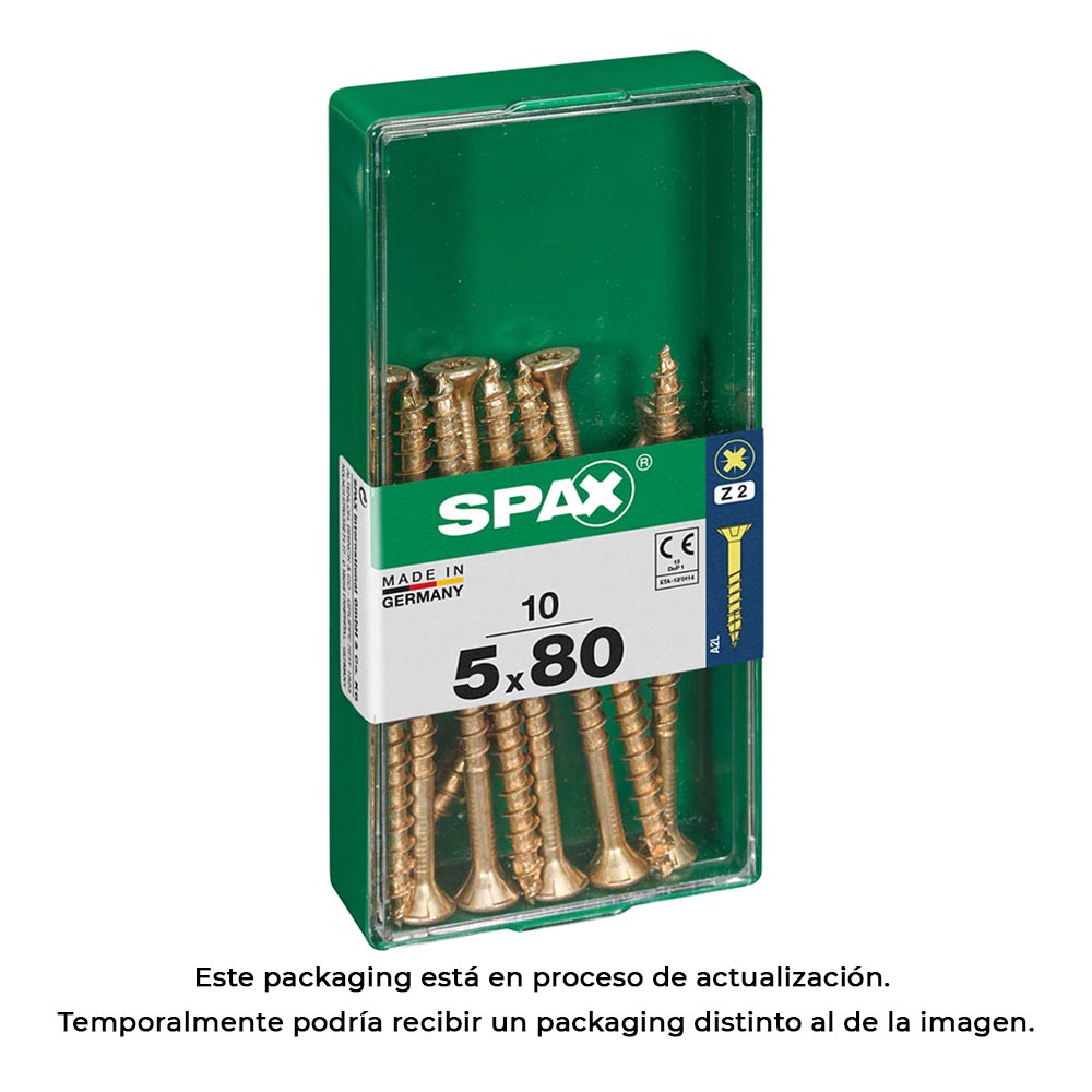 CAJA 10 uds. TORNILLO MADERA SPAX CAB. PLANA YELLOX 5,0x80mm SPAX - Ítem