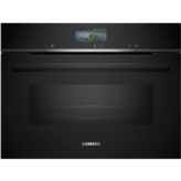 HORNO COMPACTO MULTIFUNCION PIROLITICO CON MICROONDAS CRISTAL NEGRO SIEMENS CM776GKB1