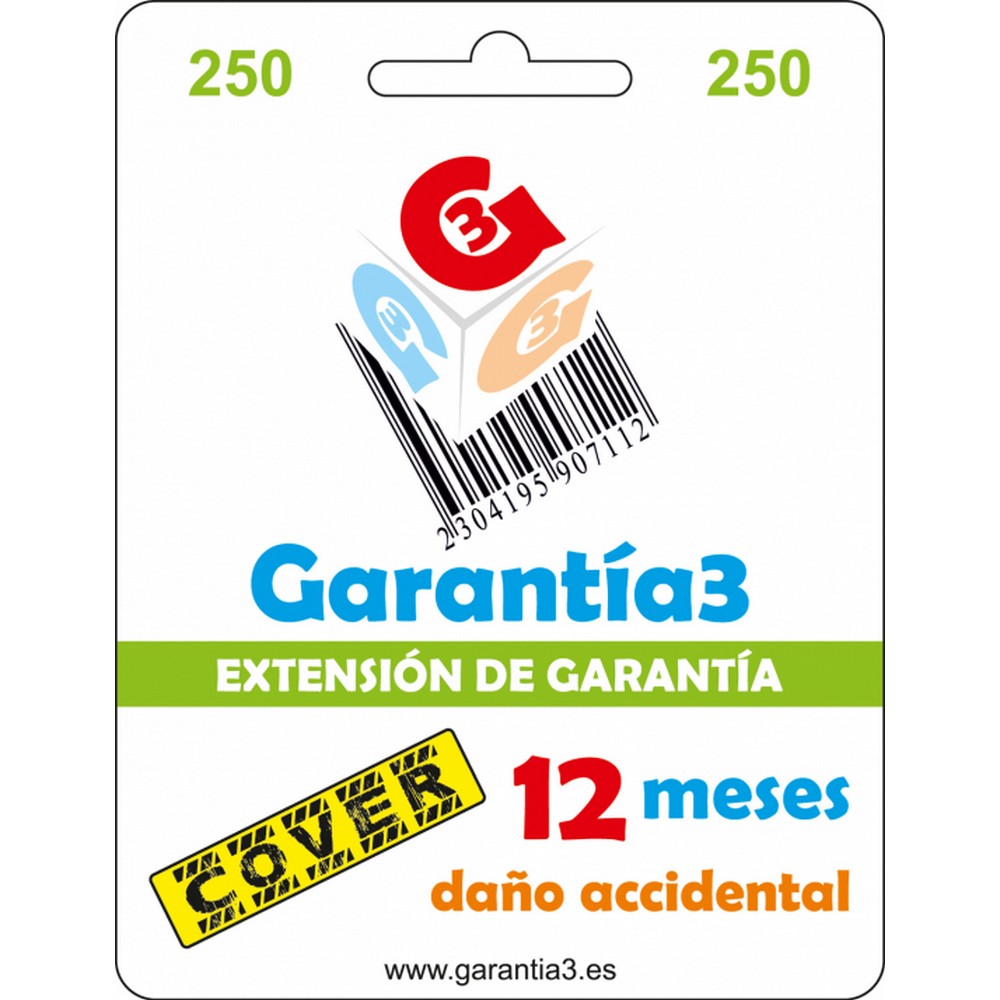 EXTENSION GARANTIA 12 MESES PARA DAÑO ACCIDENTAL 250€ - Ítem