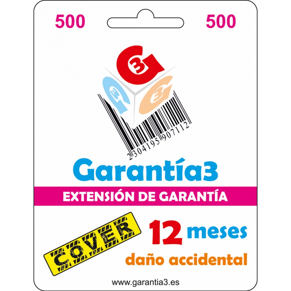 EXTENSION GARANTIA 12 MESES PARA DAÑO ACCIDENTAL 500€ - Ítem