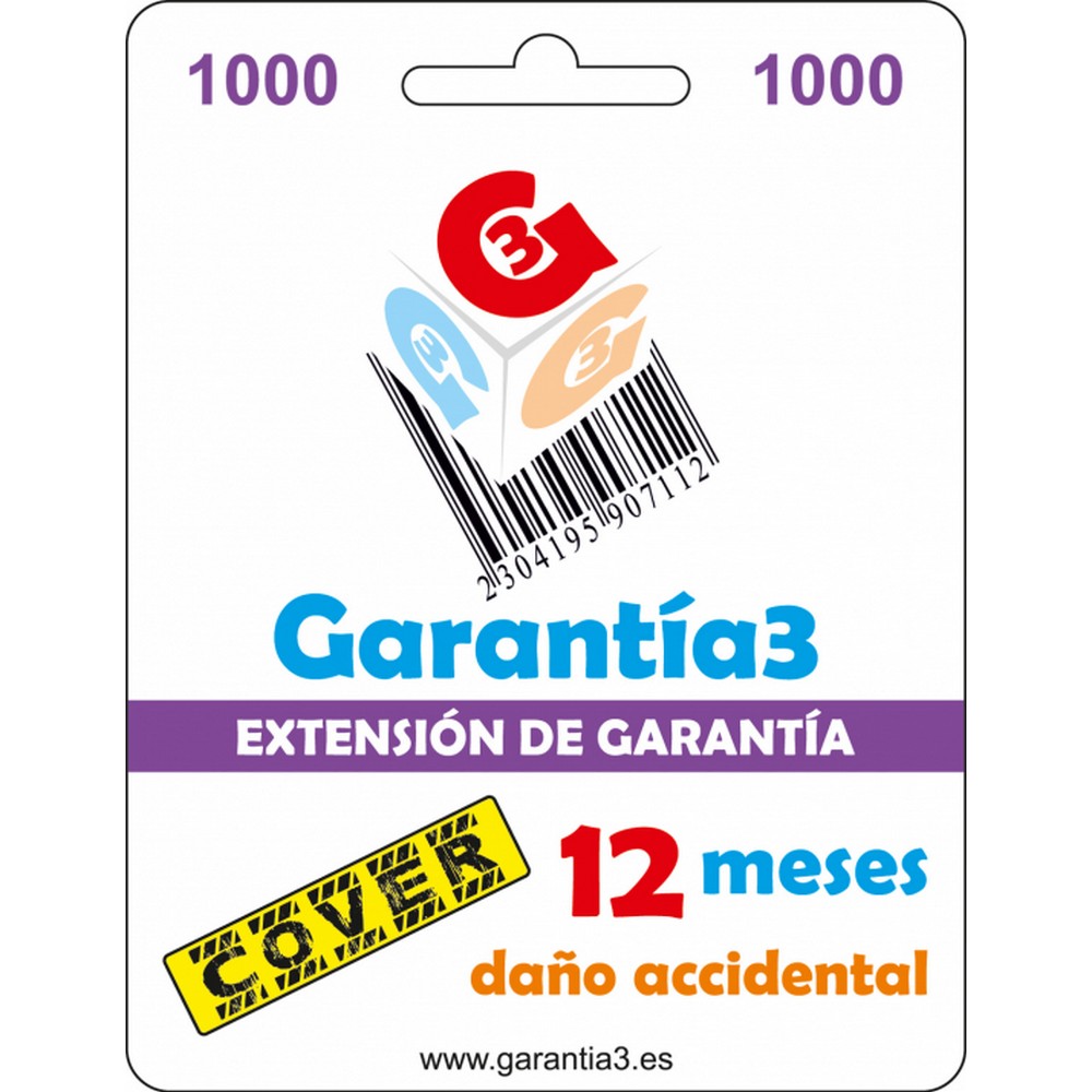 EXTENSION GARANTIA 12 MESES PARA DAÑO ACCIDENTAL 1000€ - Ítem
