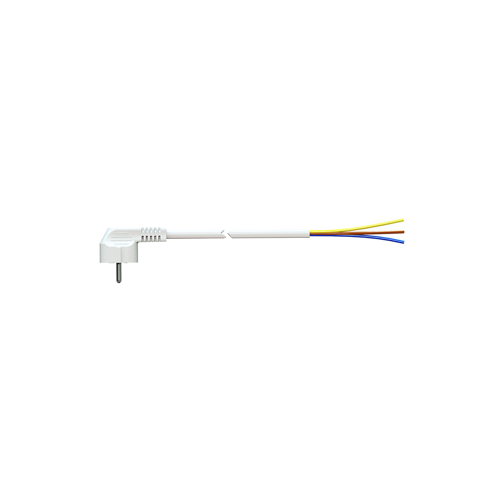 CABLE CON CLAVIJA SCHUKO 1m 3x1.5mm 4,8mm 16A 250V T/TL BLANCO. SOLERA 7000/1.