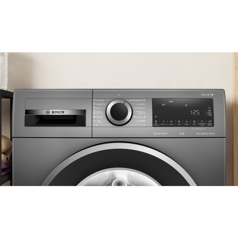 LAVADORA CARGA FRONTAL GRIS FUNDICION 9 kg y 1400 rpm BOSCH WGG244ZRES 1