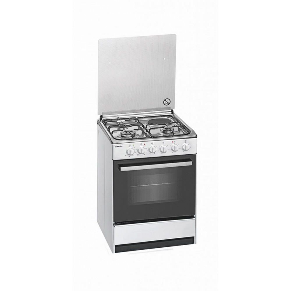 COCINA MIXTA DE GAS Y ELECTRICA BLANCA CON HORNO ELECTRICO 4 FUEGOS MEIRELES E542W