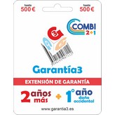 GARANTIA COMBI 1 AÑO DAÑO ACCIDENTAL +2 AÑOS EXTENSION G3E120500 500€