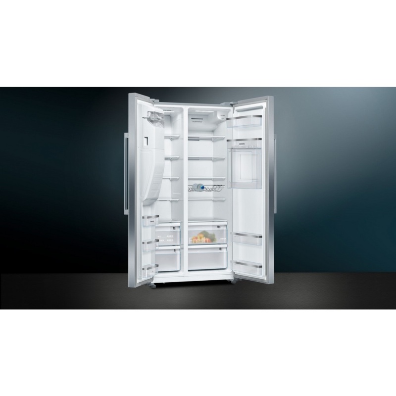 FRIGORIFICO SIDE BY SIDE NO FROST CON DISPENSADOR AGUA-HIELO INOX SIEMENS KA93GAIDP 2