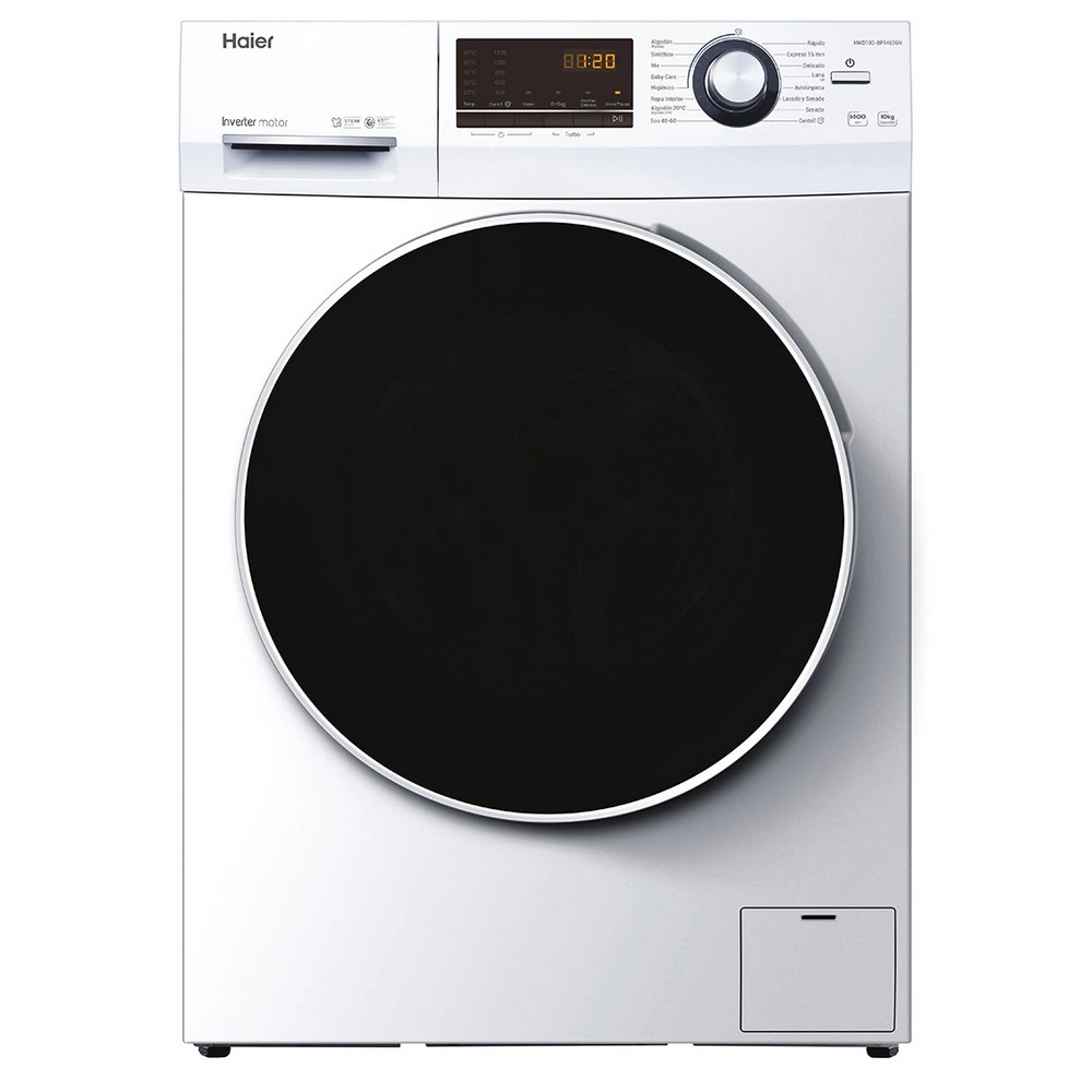 LAVADORA SECADORA BLANCA 10 kg LAVADO y 6 kg SECADO 1400 rpm HAIER HWD100BP14636NIB