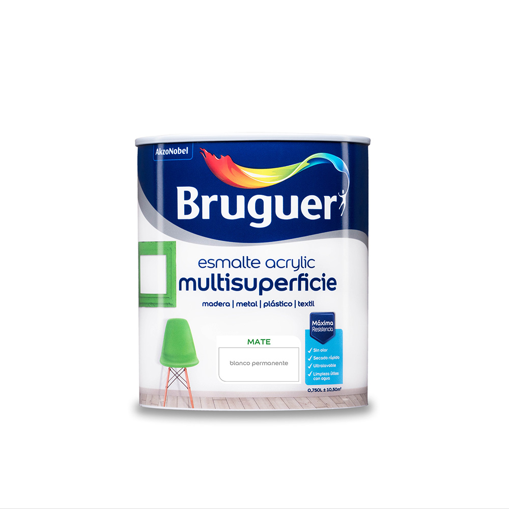 ESMALTE ACRYLIC MULTISUPERFICIE MATE BLANCO PERMANENTE 0,750L 5069889 BRUGUER - Ítem