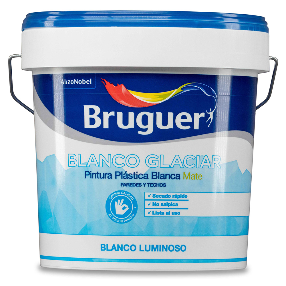 PINTURA PLÁSTICA INTERIOR BLANCO GLACIAR MATE 15L 5208048 BRUGUER