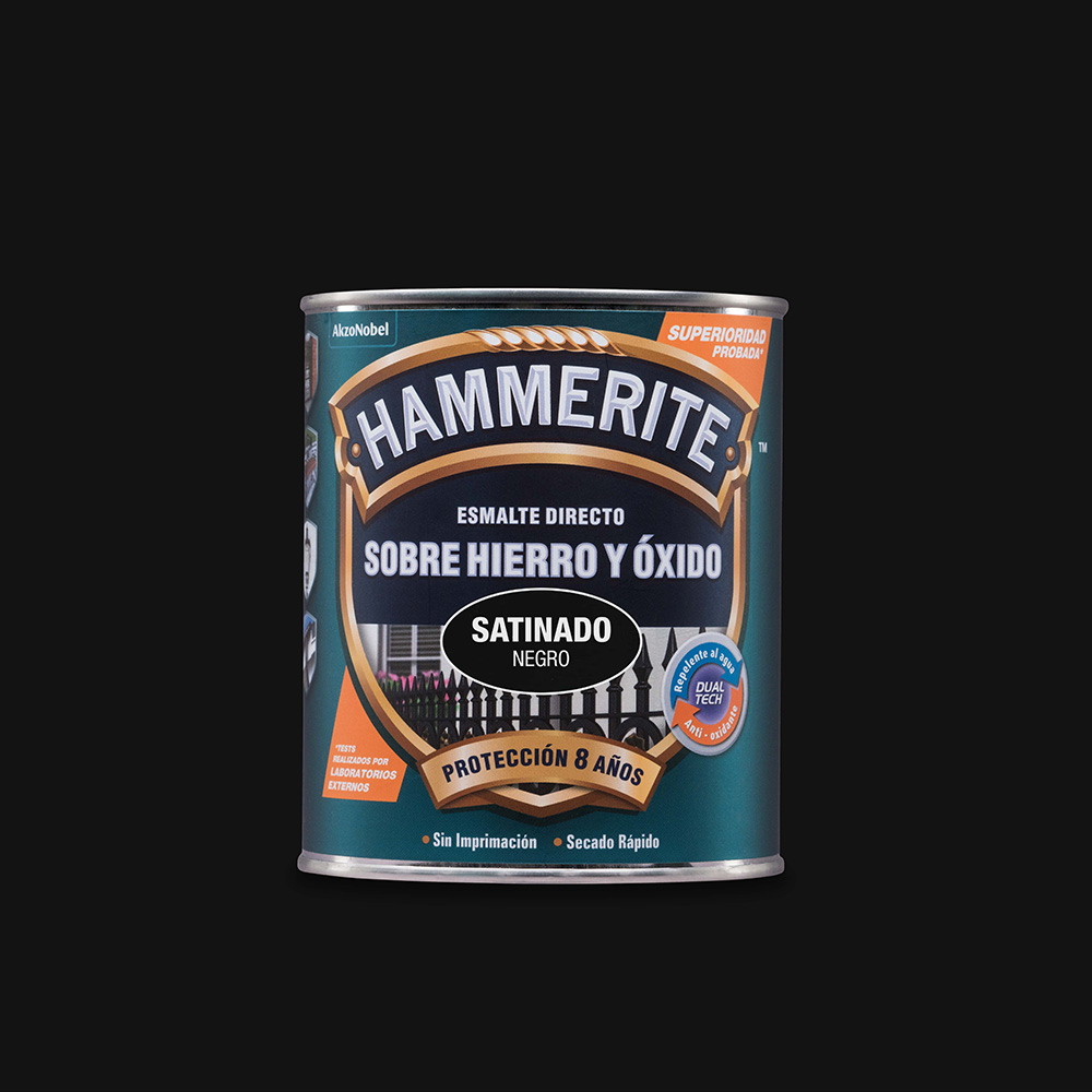 HAMMERITE ESMALTE METALICO SATINADO NEGRO 0.750L 5093689