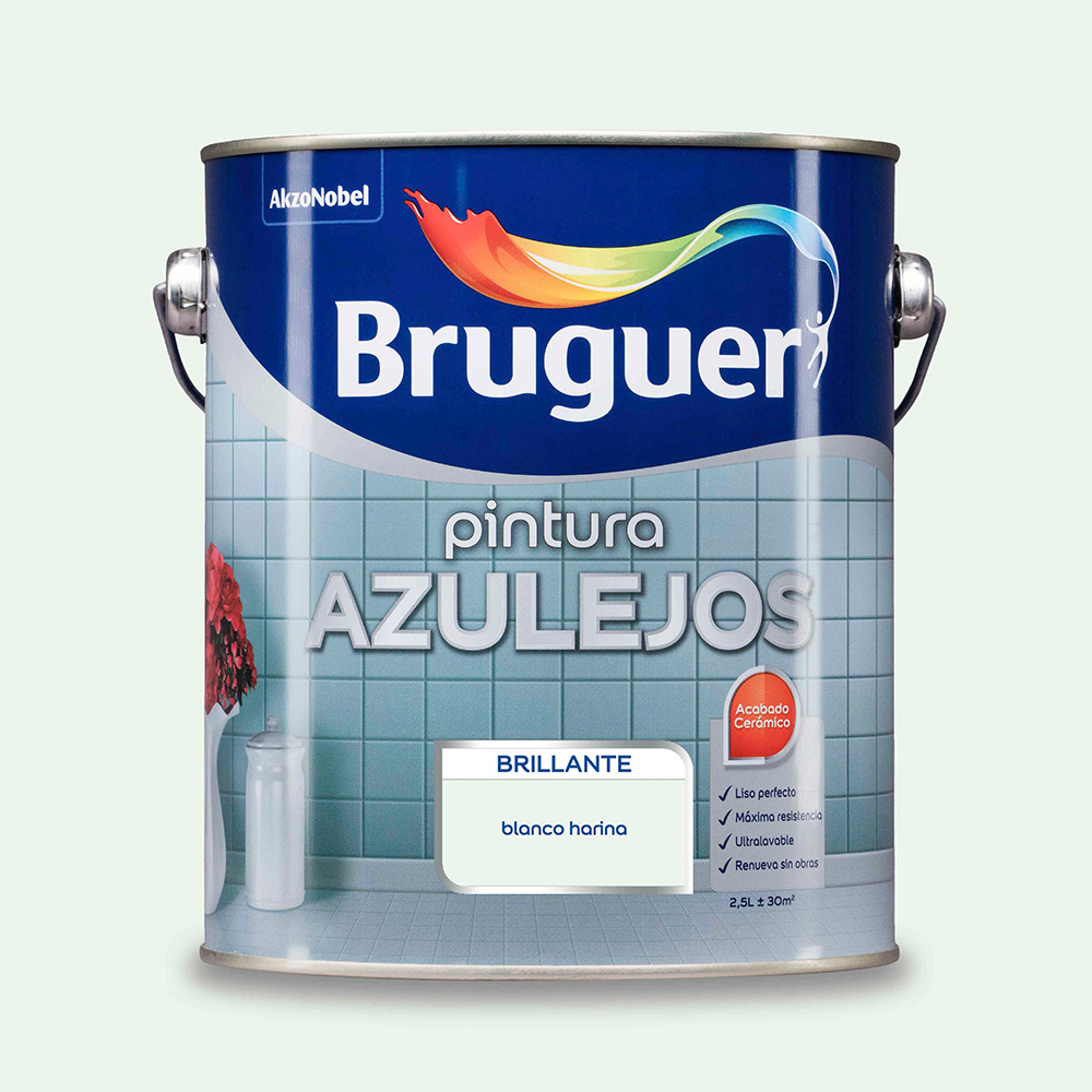 ESMALTE AZULEJOS BRILLANTE BLANCO HARINA 2,5L 5274271 BRUGER