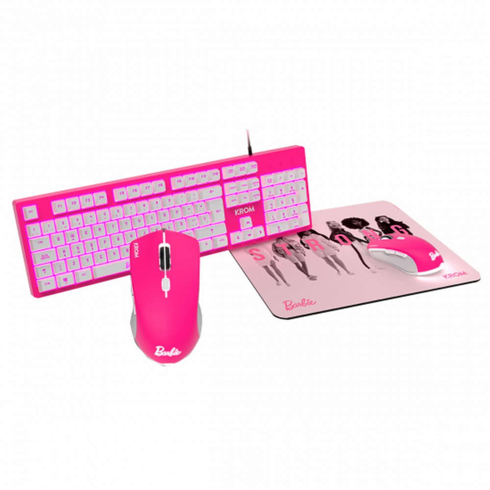 TECLADO+RATON+ALFOMBRILLA KROM KANDY BARBIE GAMING