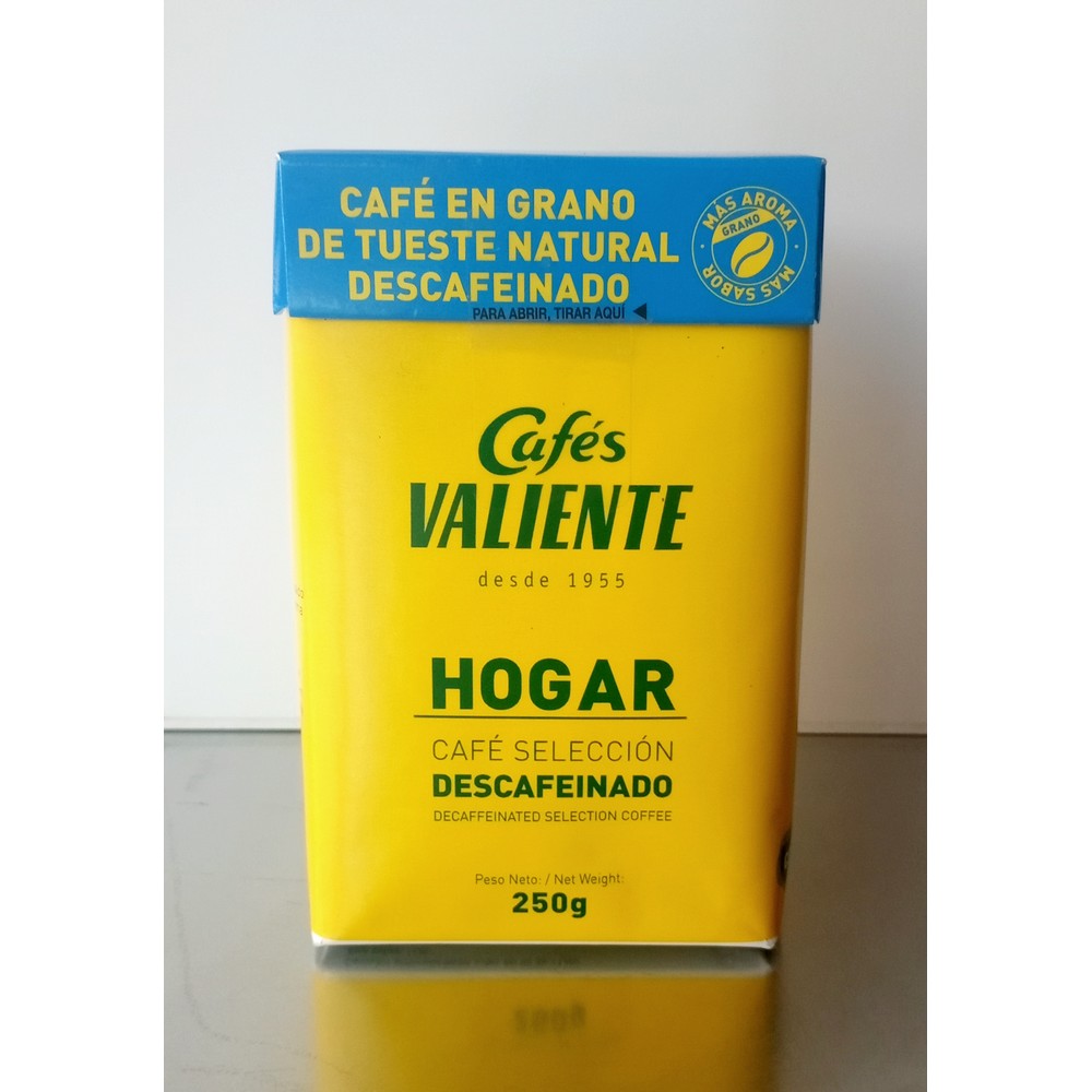 CAFÉ EN GRANO VALIENTE HOGAR DESCAFEINADO 250G