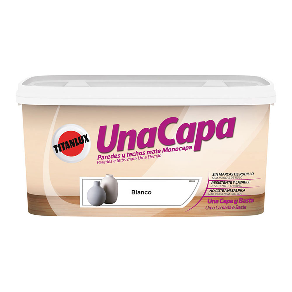 PINTURA UNA CAPA BLANCO INTERIOR MATE 4L TITANLUX 069000204