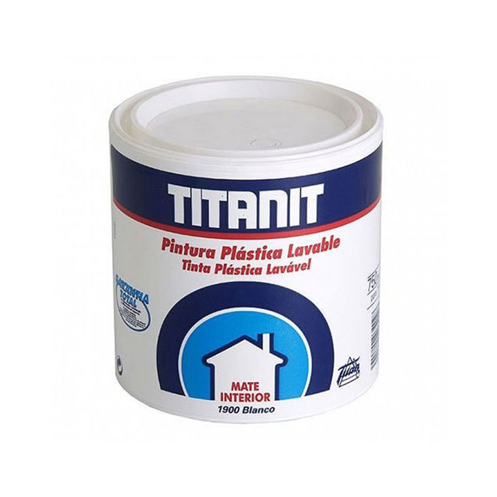 PINTURA PARA PAREDES Y TECHOS LAVABLE TITANIT MATE BLANCO INTERIOR 750ml TITANLUX 029190034