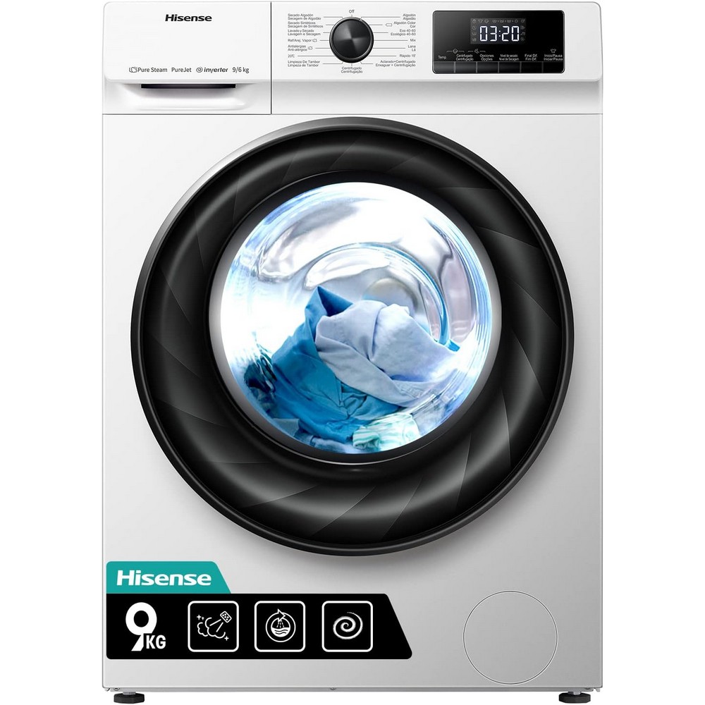 LAVADORA SECADORA 9 kg de lavado y 6 kg de secado 1400 rpm HISENSE WDQY901428VJM