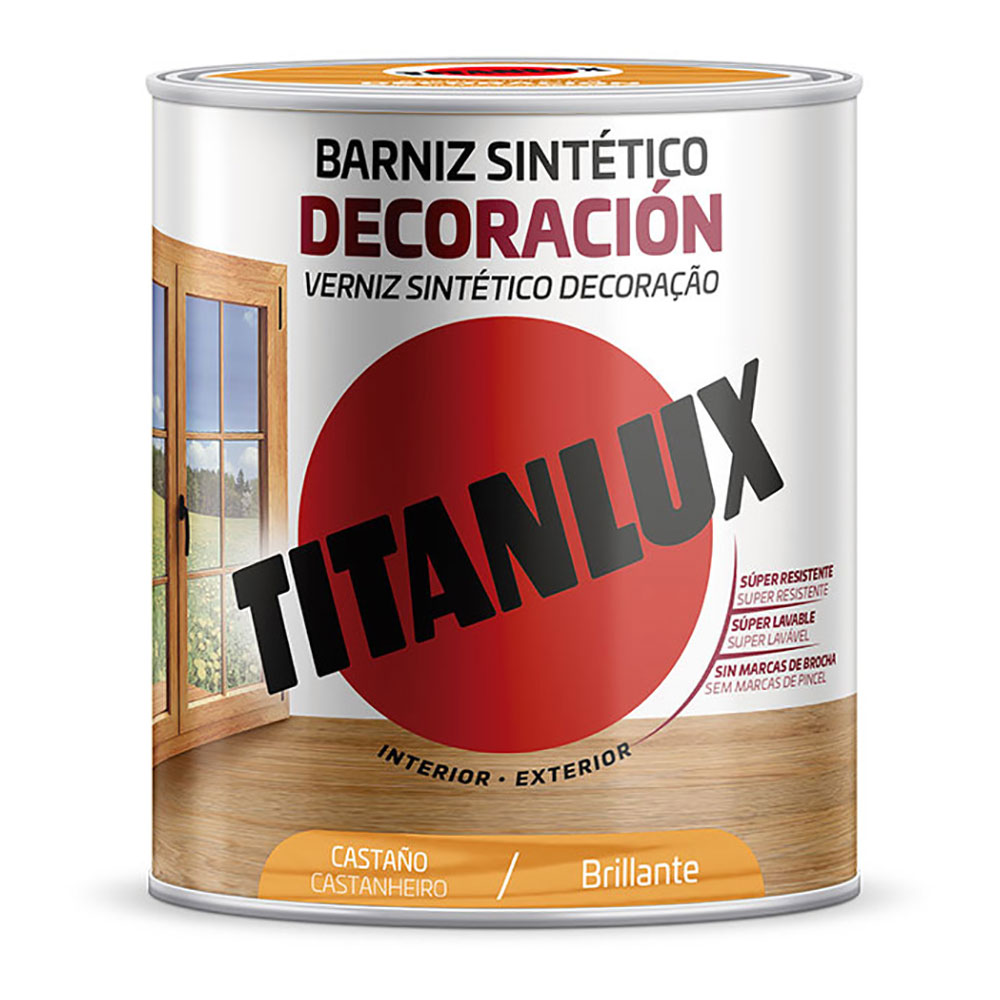BARNIZ SINTÉTICO DECORACIÓN BRILLANTE CASTAÑO 0,250L M10100114 TITANLUX - Ítem