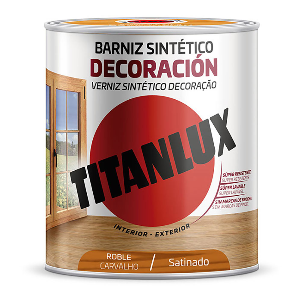 BARNIZ SINTÉTICO DECORACIÓN SATINADO ROBLE 750ml TITANLUX M11100234