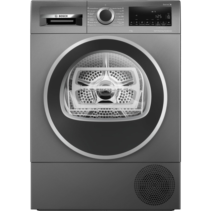 SECADORA CONDENSACION CON BOMBA DE CALOR COLOR GRIS FUNDICION 9 kg BOSCH WQG245DRES
