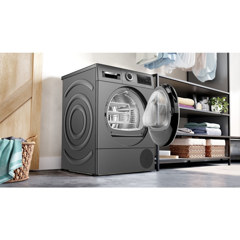 SECADORA CONDENSACION CON BOMBA DE CALOR COLOR GRIS FUNDICION 9 kg BOSCH WQG245DRES 3