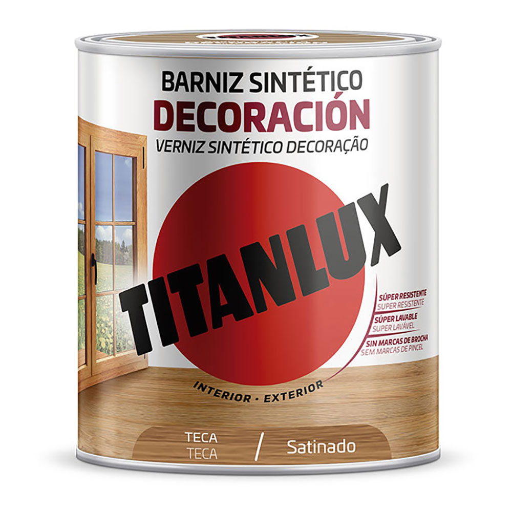 BARNIZ SINTÉTICO DECORACIÓN SATINADO TECA 750ml TITANLUX M11100934