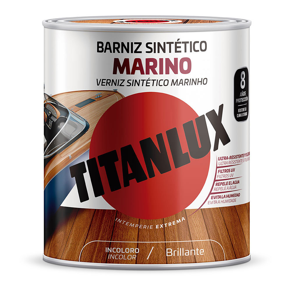 BARNIZ SINTÉTICO MARINO BRILLANTE INCOLORO  0,250L TITANLUX M13100014