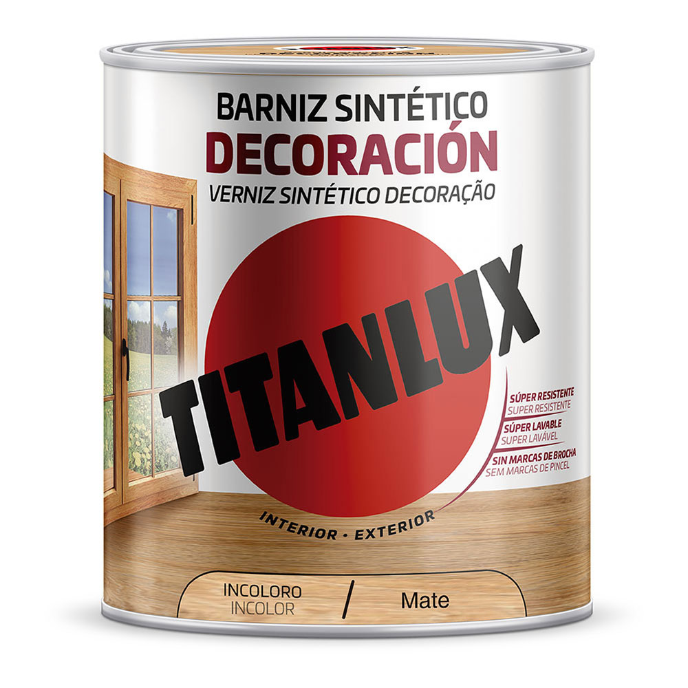 BARNIZ SINTÉTICO DECORACIÓN MATE INCOLORO 4L TITANLUX M12100004