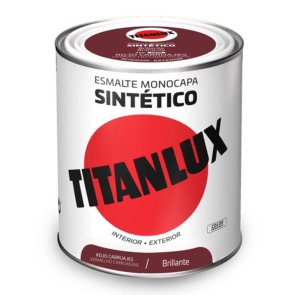 ESMALTE SINTÉTICO MONOCAPA ROJO CARRUAJES BRILLANTE 750ml TITANLUX 5808985