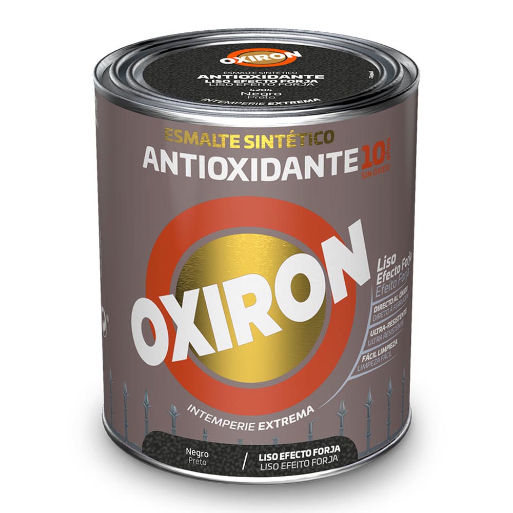 ESMALTE SINTÉTICO METÁLICO ANTIOXIDANTE OXIRON LISO EFECTO FORJA NEGRO 250ml TITAN 5809096