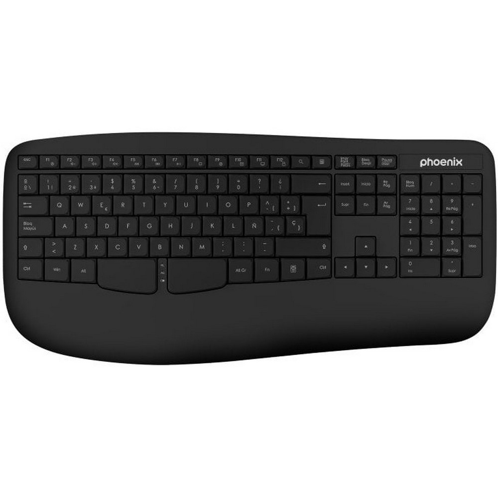 TECLADO PHOENIX K201 ERGONOMICO INALAMBRICO NEGRO